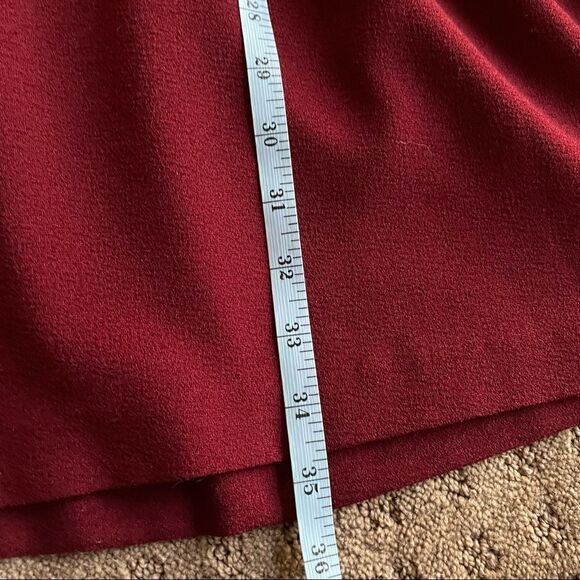 promod Burgundy Drop Waist Mini Dress with Faux Pockets and 3/4 Sleeves EU 38 - Picture 12 of 15